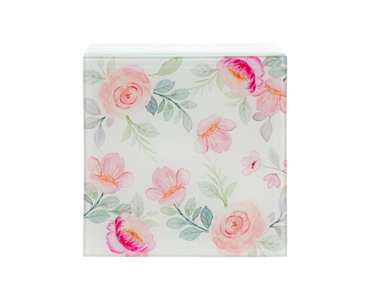 Bomboniera Matrimonio SCATOLA IN VETRO CON DECORO FLOREALE su Bomboniere Dolci Emozioni