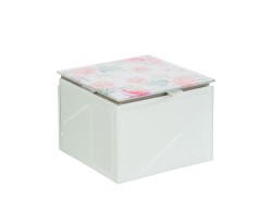 Bomboniera Matrimonio SCATOLA IN VETRO CON DECORO FLOREALE MINI