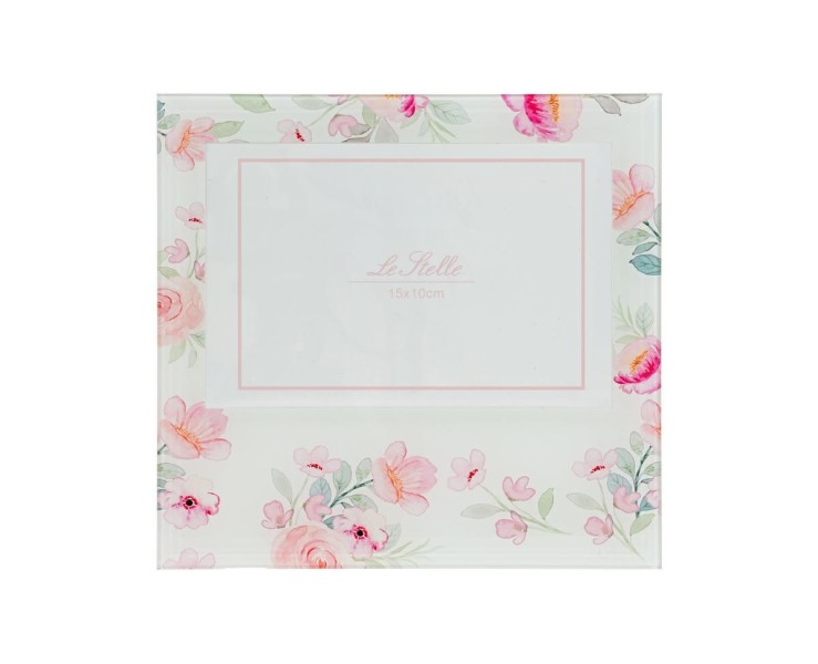 Bomboniera Matrimonio PORTAFOTO IN VETRO CON DECORO FLOREALE su Bomboniere Dolci Emozioni