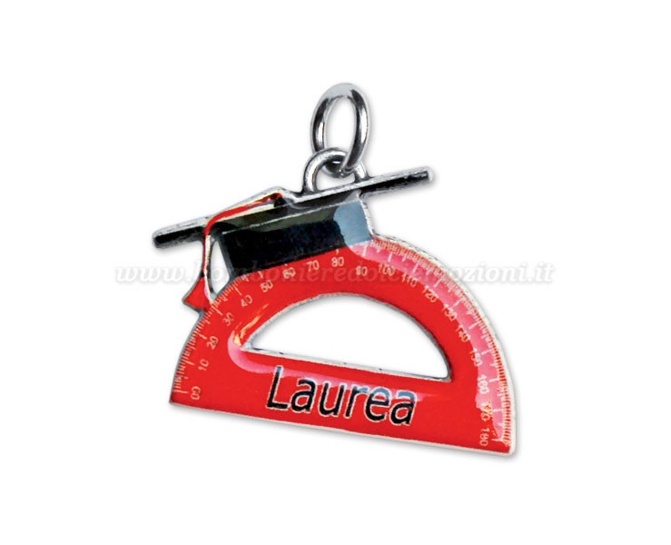 Bomboniera Laurea Architettura ciondolo in bagno argento goniometro smaltato con sacchetto su Bomboniere Dolci Emozioni