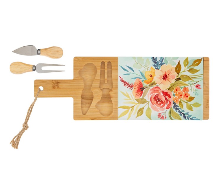 Bomboniera Matrimonio SET 3 PZ TAGLIERE IN LEGNO CON POSATE PER FORMAGGIO su Bomboniere Dolci Emozioni