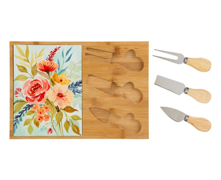 Bomboniera Matrimonio SET 4 PZ TAGLIERE IN LEGNO CON POSATE PER FORMAGGIO su Bomboniere Dolci Emozioni