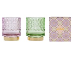 Bomboniera Matrimonio PORTACANDELA IN VETRO COLORATO 8CM (2 VARIANTI ASSORTITI)