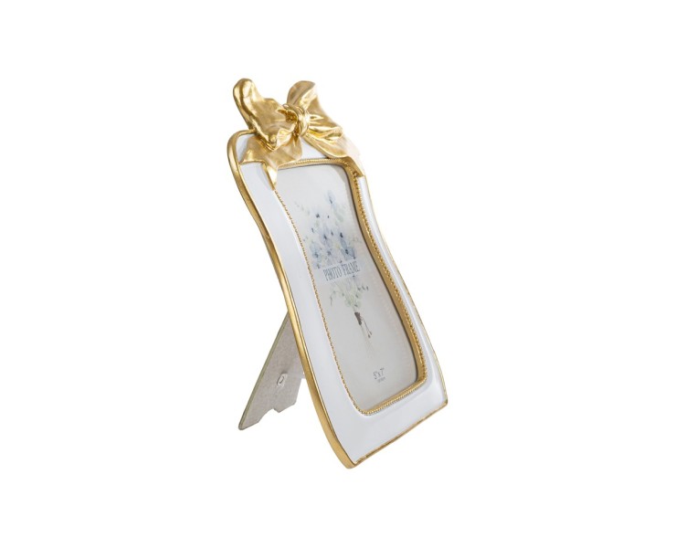 Bomboniera Matrimonio PORTAFOTO IN RESINA CON FIOCCO GOLD su Bomboniere Dolci Emozioni