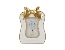 Bomboniera Matrimonio PORTAFOTO IN RESINA CON FIOCCO GOLD 11X15