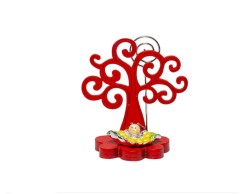 Bomboniera Laurea Harmony clip holder albero della vita legno rosso con soggetto coccinella resina argentata su Bomboniere Dolci Emozioni