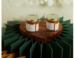 Bomboniera Claraluna 2026 Vassoio in Acacia con Set Marmellate Albicocca e Fichi