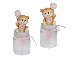 Bomboniera Portaconfetti Palla Orso Rosa assortita in 2 varianti