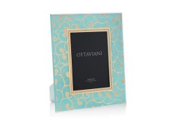 Portafoto Silver Foil Collezione Riccioli Turchese Oro