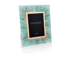 Portafoto Silver Foil Collezione Flower Turchese Oro