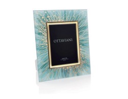 Portafoto Silver Foil Collezione Flower Turchese Oro