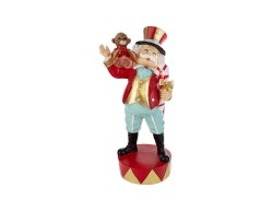 Statua Presentatore del Circo in resina con scimmia h.43 cm– Decorazione Natalizia Le Stelle