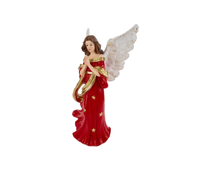 Angelo natalizio grande in resina con vestito rosso e oro h. 42 cm  – Decorazione Natalizia Le Stelle su Bomboniere Dolci Emozioni