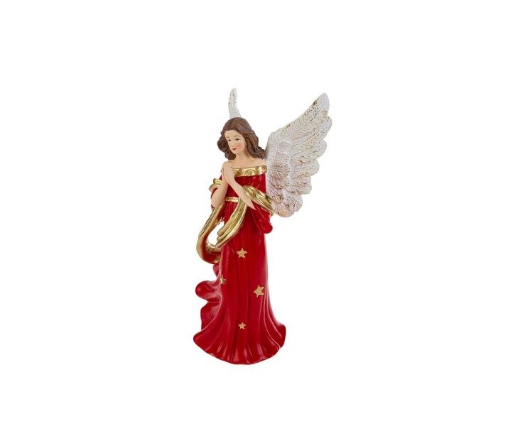 Angelo natalizio in resina con vestito rosso e oro h. 25,5 cm  – Decorazione Natalizia Le Stelle su Bomboniere Dolci Emozioni