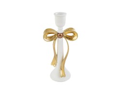 Portacandele natalizio barocco in resina bianco e oro con fiocco h. 26 cm – Decorazione Natalizia Le Stelle su Bomboniere Dolci Emozioni