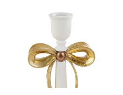 Portacandele natalizio barocco in resina bianco e oro con fiocco h. 26 cm – Decorazione Natalizia Le Stelle su Bomboniere Dolci Emozioni