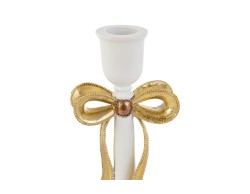 Portacandele natalizio barocco in resina bianco e oro con fiocco h. 20 cm – Decorazione Natalizia Le Stelle su Bomboniere Dolci Emozioni