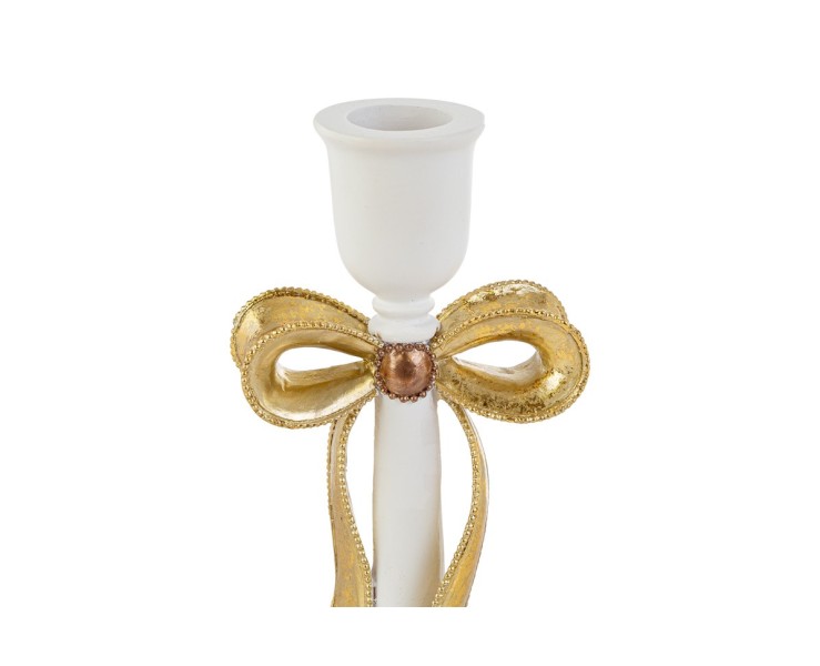 Portacandele natalizio barocco in resina bianco e oro con fiocco h. 20 cm – Decorazione Natalizia Le Stelle su Bomboniere Dolci Emozioni