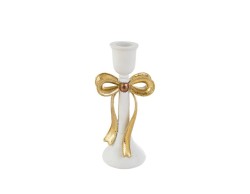 Portacandele natalizio barocco in resina bianco e oro con fiocco h. 20 cm – Decorazione Natalizia Le Stelle su Bomboniere Dolci Emozioni