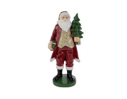 Statua di Babbo Natale in resina alta 32,5 cm con panciotto oro e panna, ottima come decorazione