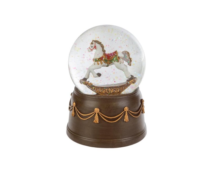 Carillon sfera natalizia con neve e cavalluccio in resina 11x11x14 cm – Decorazione Natalizia Le Stelle su Bomboniere Dolci Emozioni