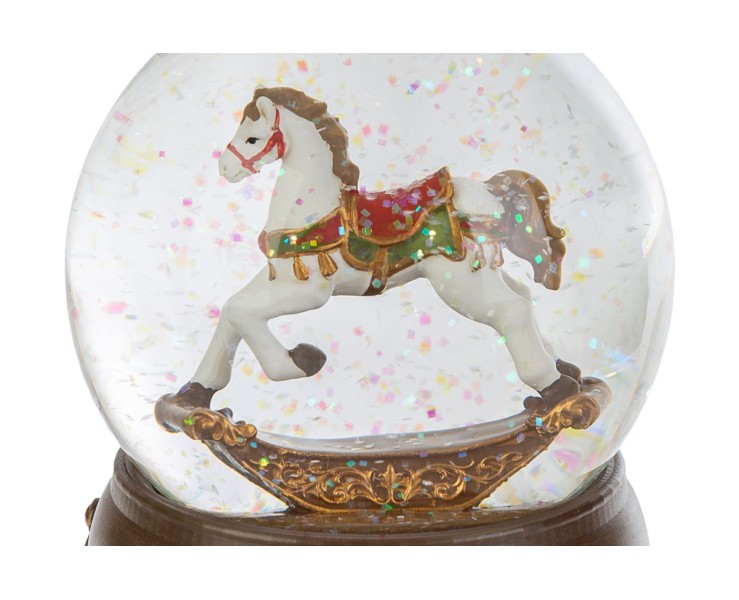 Carillon sfera natalizia con neve e cavalluccio in resina 11x11x14 cm – Decorazione Natalizia Le Stelle su Bomboniere Dolci Emozioni