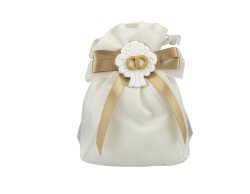 Sacchetto harmony cotone bianco con albero della vita gessetto con cuore anelli oro