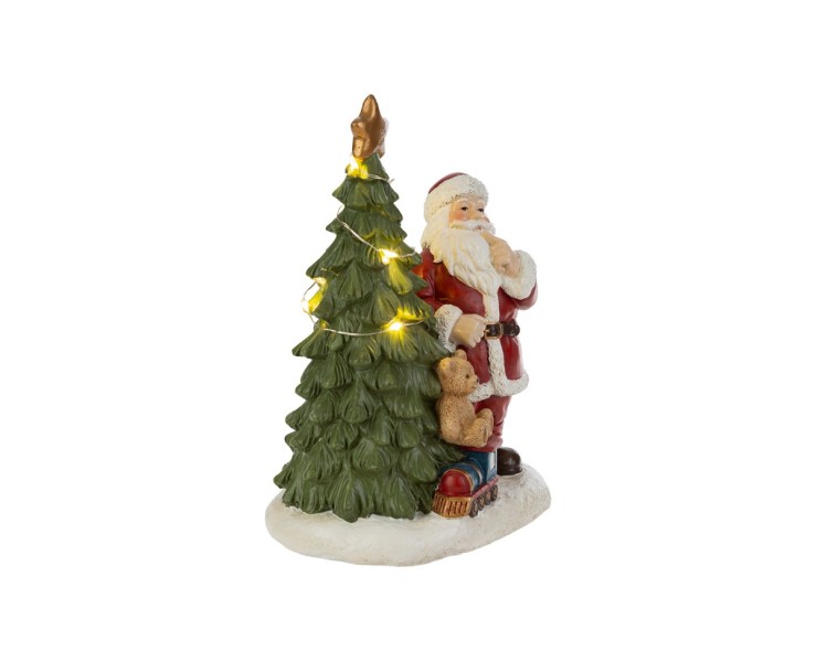 Statua Babbo Natale in resina con albero e luci LED 13x10x18 – Decorazione Natalizia Le Stelle su Bomboniere Dolci Emozioni