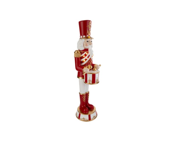 Statua Soldatino Schiaccianoci in resina con tamburo e luci LED 17x17x61,5 cm – Decorazione Natalizia Le Stelle su Bomboniere Dolci Emozioni