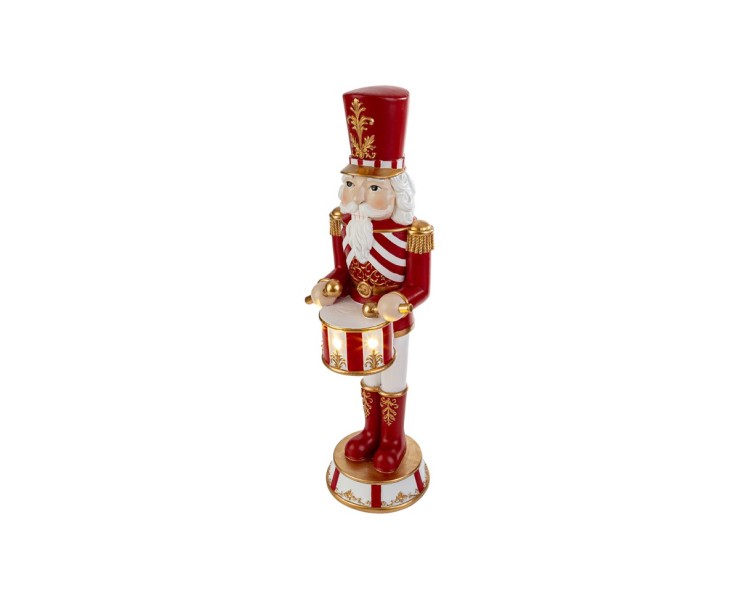 Statua Soldatino Schiaccianoci in resina con tamburo e luci LED 13x13x41 cm – Decorazione Natalizia Le Stelle su Bomboniere Dolci Emozioni