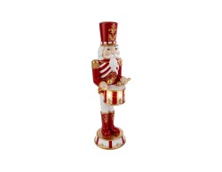 Statua Soldatino Schiaccianoci in resina con tamburo e luci LED 13x13x41 cm – Decorazione Natalizia Le Stelle su Bomboniere Dolci Emozioni