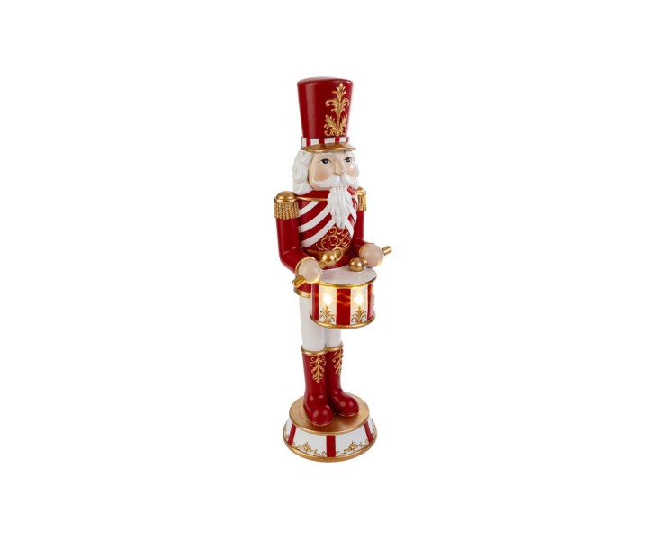 Statua Soldatino Schiaccianoci in resina con tamburo e luci LED 13x13x41 cm – Decorazione Natalizia Le Stelle su Bomboniere Dolci Emozioni