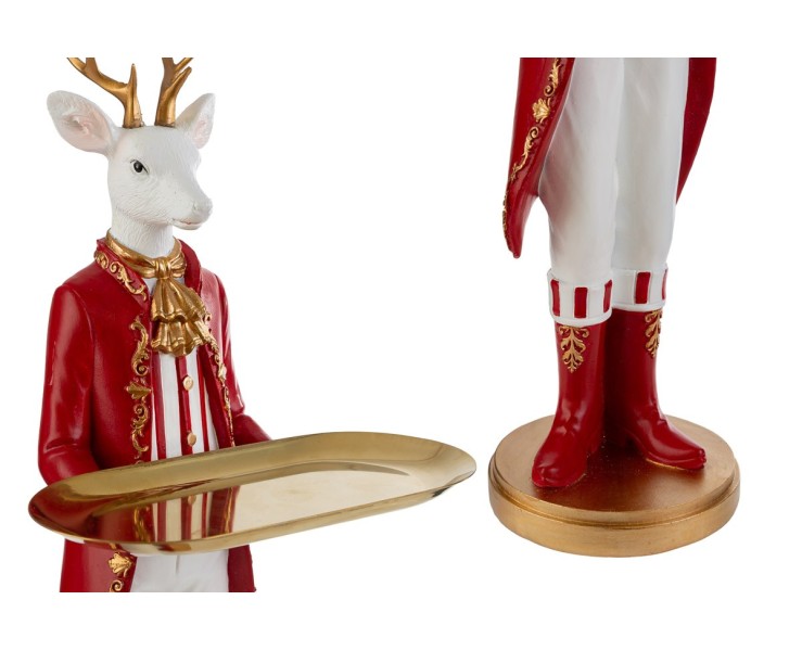 Statua Renna maggiordomo con vassoio in resina 12x18x46 cm – Decorazione Natalizia Le Stelle su Bomboniere Dolci Emozioni
