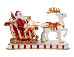 Babbo Natale sulla slitta con renne in resina con luci LED e musiche natalizie – Decorazione Natalizia Le Stelle su Bomboniere Dolci Emozioni
