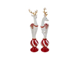 Coppia di renne natalizie in resina su sfera decorata 13x7x37 cm assortite in 2 varianti – Decorazione Natalizia Le Stelle su Bomboniere Dolci Emozioni