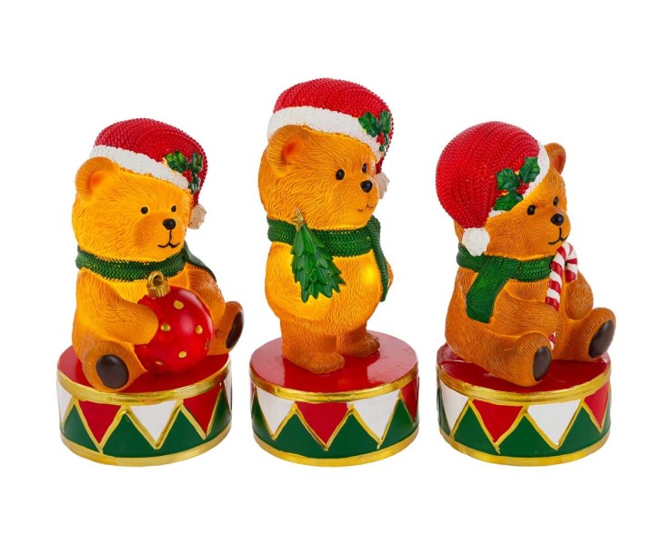 Tris di lampade natalizie Orsetto in plastica 10,5x10,5x21,5 cm assortite in 3 varianti – Decorazione Natalizia Le Stelle su Bomboniere Dolci Emozioni