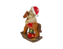 Orsetto natalizio su cavallo a dondolo in resina con luci a LED 28,5x13,5x40 cm – Decorazione Natalizia Le Stelle su Bomboniere Dolci Emozioni
