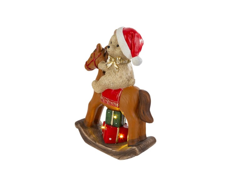 Orsetto natalizio su cavallo a dondolo in resina con luci a LED 28,5x13,5x40 cm – Decorazione Natalizia Le Stelle su Bomboniere Dolci Emozioni