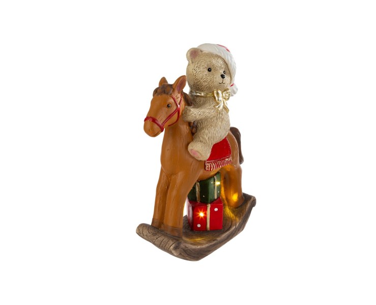 Orsetto natalizio su cavallo a dondolo in resina con luci a LED 28,5x13,5x40 cm – Decorazione Natalizia Le Stelle su Bomboniere Dolci Emozioni