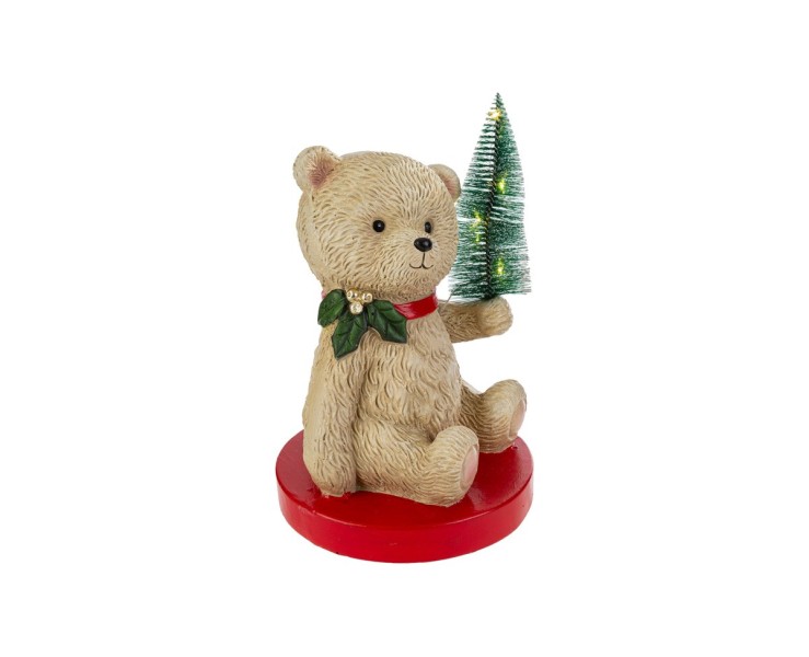 Orsetto natalizio seduto in resina con alberello a LED 22,5x22,5x30 cm – Decorazione Natalizia Le Stelle su Bomboniere Dolci Emozioni