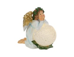 Angelo custode sognante in resina con ali dorate e grande sfera a LED 16,5x10,5x17 cm – Decorazione Natalizia Le Stelle su Bomboniere Dolci Emozioni