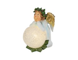 Angelo custode sognante in resina con ali dorate e grande sfera a LED 16,5x10,5x17 cm – Decorazione Natalizia Le Stelle su Bomboniere Dolci Emozioni