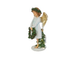 Angelo custode in piedi in resina con ali dorate, ghirlanda e albero a LED 12,5x10,5x23,5 cm – Decorazione Natalizia Le Stelle su Bomboniere Dolci Emozioni