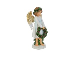 Angelo custode in piedi in resina con ali dorate, ghirlanda e albero a LED 12,5x10,5x23,5 cm – Decorazione Natalizia Le Stelle su Bomboniere Dolci Emozioni