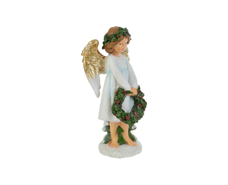 Angelo custode in piedi in resina con ali dorate, ghirlanda e albero a LED 12,5x10,5x23,5 cm – Decorazione Natalizia Le Stelle su Bomboniere Dolci Emozioni