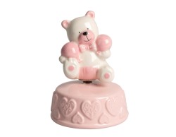 Bomboniera Harmony Battesimo Carillon Orsetto in Porcellana Color rosa