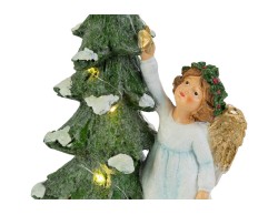 Angelo custode in resina con ali dorate accanto a grande albero a LED 17,5x15x31 cm – Decorazione Natalizia Le Stelle su Bomboniere Dolci Emozioni