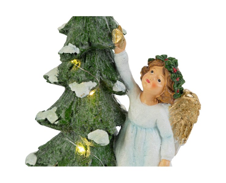 Angelo custode in resina con ali dorate accanto a grande albero a LED 17,5x15x31 cm – Decorazione Natalizia Le Stelle su Bomboniere Dolci Emozioni
