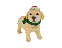 Cagnolino Labrador natalizio in resina con cappello di Babbo Natale e sciarpa – Decorazione Natalizia Le Stelle su Bomboniere Dolci Emozioni