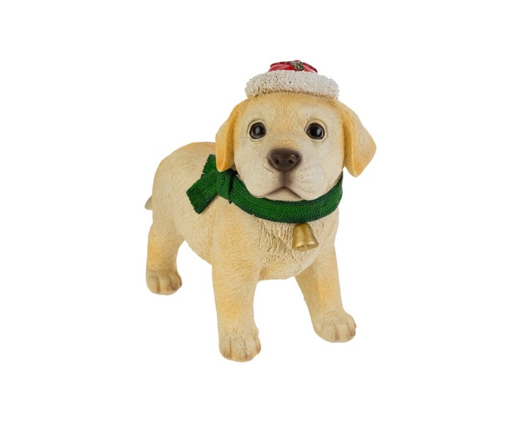 Cagnolino Labrador natalizio in resina con cappello di Babbo Natale e sciarpa – Decorazione Natalizia Le Stelle su Bomboniere Dolci Emozioni